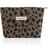 Wudygirl Small Makeup Bag Cosmetic Bag for Women 8.3"x5.9" Coffee Leopard | Canvas Lined Makeup P...