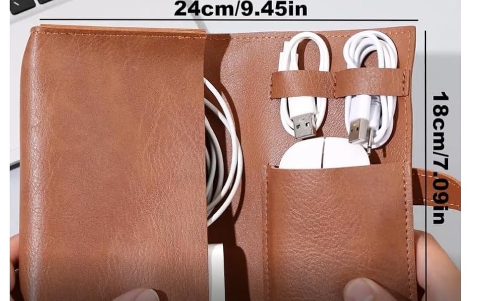 cord organizer travel, Leather charger shortage for essentials mouse, adapter, cables