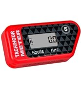 Jayron Digital LCD Tachometer Inductive Tach Hour Meter Display Max RPM Waterproof for Most Gas E...