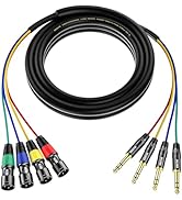 EBXYA 4 Channel XLR Male to 1/4 Inch TRS Snake Cables 3ft, 6.35mm Male Jack Stereo Audio Balanced...