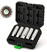 TecoTek 5 Piece 3/8-Inch Drive Magnetic Spark Plug Socket Set, Includes 14mm, 16mm Thin Wall Sock...