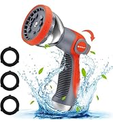 Water Hose Nozzle Sprayer, BIBURY Hand Sprayer with 10 Spray Patterns and On Off Valve Thumb Cont...