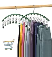 Legging Organizer for Closet, Metal Yoga Pants Hangers 2 Pack w/10 Clips Holds 20 Leggings, Space...