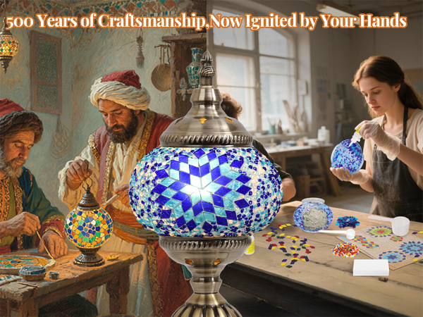 DIY Moroccan Stained Glass Turkish Mosaic table Lamp making Kit Adults Living Room Bedroom