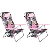 ROXY 2-Pack Beach Chair Bundle – Lightweight Folding Chairs with Adjustable Recline, Cup Holders,...
