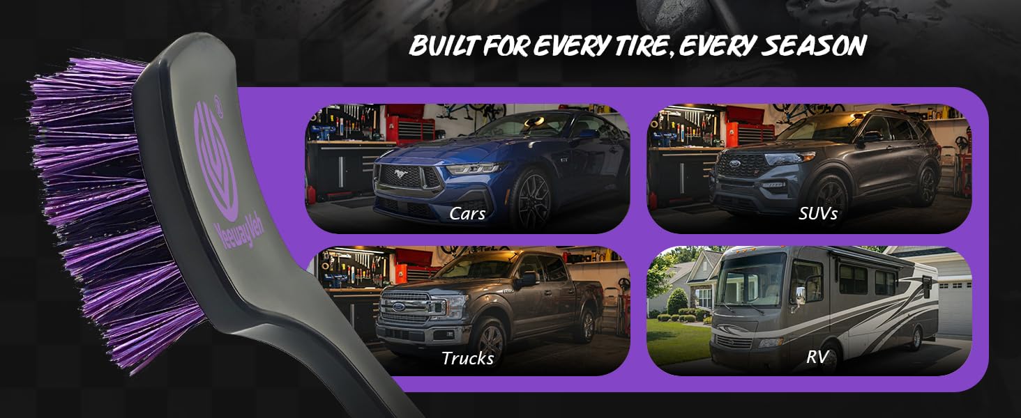 Tire cleaning brush suitable for every tire every season