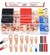 Twidec/110PCS Battery Cable Ends AWG 2 4 6 8 10 12 14 16 Gauge Copper Cable Wire Lugs,Ring Termin...