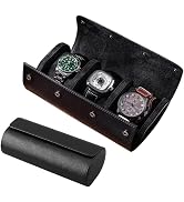 PINHEN Watch Case Box- Watch Travel Case-3 Slots PU Leather Watch Storage Holder - Travel Roll Or...