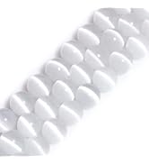HAAMIIQII 45pcs 8mm White Cat Eye Beads Round Loose Gemstone Beads for Jewelry Making Strand 15 Inch