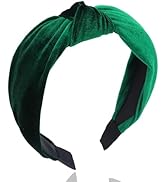 Wecoe Knotted Headband for Women Girls Green Velvet Headband Wide Thick Head Band Hair Bands Holi...