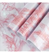 Extra Wide Marble Contact Paper Granite Peel and Stick Wallpaper Pink Glossy 31.5x157inch Counter...