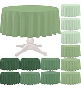 BCCSNNM 12 Pack Sage Green Round Tablecloth,84 Inch Disposable Plastic Table Covers in 4 Green Co...