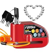 Favoto Alarm Disc Lock, 3 Keys and 18 Batteries (5-Year Availability), 110 dB Waterproof Anti-The...