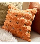 GIGIZAZA Halloween Fall Pillow Covers 18x18, Pack of 2 Orange Pumpkin Couch Throw Pillow Decorati...