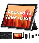 ECOPAD Android 15 Tablet, 10 Inch Tablets with Keyboard Mouse 12GB RAM + 64GB ROM +1TB Expand, 2 ...