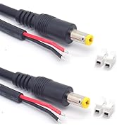 ELNONE 2PCS 18AWG DC Power Cable, 1M/3.3FT 12V 7A 5.5mm x 2.5mm Barrel Plug Connector Pigtail 552...