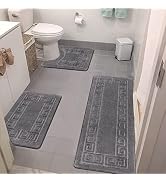 Pauwer Bathroom Rugs Sets 3 Piece, Non Slip Bath Mats for Bathroom Floor, Shaggy Microfiber Bath ...