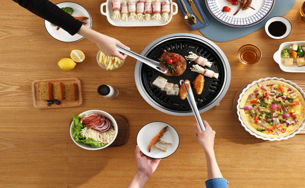 Korean BBQ Tongs Stainless Steel Grill Tongs Tweezers Pasta Salads Tongs Cooking Kitchen Tongs