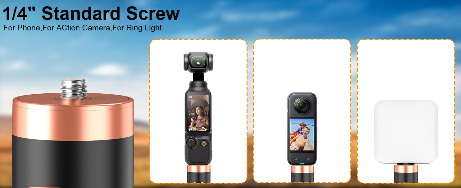 Compatible with phone holders, action cameras, and ring lights for more shooting possibilities.