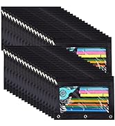 YoeeJob 36 Pack 3 Ring Binder Pencil Pouch with Clear Window, Clear Zipper Pencil Case Bulk Suita...