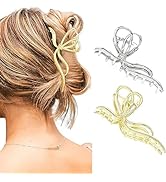 Brinie Hair Claw Clips Gold Metal Hair Claw Barrettes Bow Shape Hair Jaw Clamps Nonslip Hair Styl...