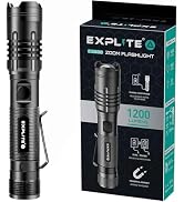 EXPLITE Rechargeable Zoom Flashlight with Diffuser & Clip Magnetic Cap, 3-in1 USB-C cable-IP66 Wa...