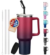 ICIOI 40 oz Tumbler with Handle and Straw Spout Lid - Cold-34H & Hot-10H Vacuum Insulated Water B...