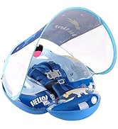 Swimbobo Infant Pool Float with Sun Canopy Inflatable Baby Swimming Floatie with Sponge Safety Bo...