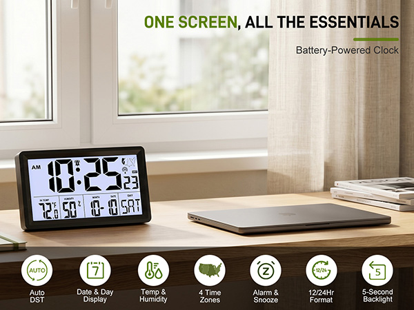 desk clock battery operated