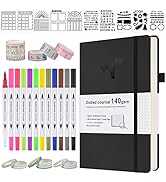 Bullet Dotted Journal Kit, 140gsm No Bleed A5 Dotted Bullet Grid Journal Set with 188 Pages, 10 S...