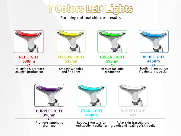 Face and Neck Beauty Device with 7 Color LED for Home Use