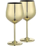 WOTOR Gold Wine Glasses Set of 2, 18oz Unbreakable Gold Goblet, Stainless Steel Wine Glass, Metal...