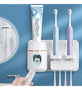 Toothpaste Dispenser, Automatic Toothpaste Dispenser, Space-Saving Toothbrush Holder Wall Mounted...