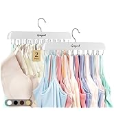 Gomyrod Bra Hanger for Closet, 2 Pack Tank Top Hanger w/20 Hooks Capacity Foldable Wood Space Sav...