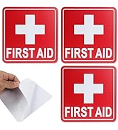 3 Pcs Plastic First Aid Kit Signs Sticker Medical Red Cross Decals Patch for First Aid Box, Emerg...