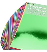 100 Sheets Metallic Mixed Cardstock Paper Bulk, Mixed Paper Foil Board12" x 12", Mirror Finish Su...