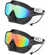 YLKJSWIM Swim Goggles Adult with Nose Cover for Men Women, 2 Pack Wide View Anti-Fog/UV No Leak P...