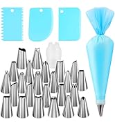 FANTEXY Piping Tips Set,29 Pieces Cake Decorating Supplies Kits with 24 Standard Piping Tips, 3 S...