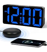 Alarm Clock for Bedroom Heavy Sleepers with Bed Shaker & Night Light-Vibrating Digital Clock Larg...