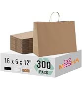 MESHA Kraft Paper Bags 16X6X12 Brown Large Gift Bags with Handles Bulk,300 Pcs for Small Business...