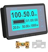 CAMWAY Battery Monitor with Shunt,16FT Shielded Wire,up to 500A 8-120V,Low Capacity Alarm Data St...