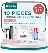 Trektote 10 Piece Travel Hygiene Kit with Toiletries & Dental Essentials, TSA-Compliant, Clear Co...