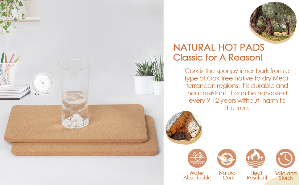 Rectangle Cork Trivets