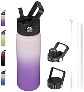 BJPKPK Insulated Water Bottles with Straw Lid, 22oz Cold & Hot Thermo, Stainless Steel Metal Wate...