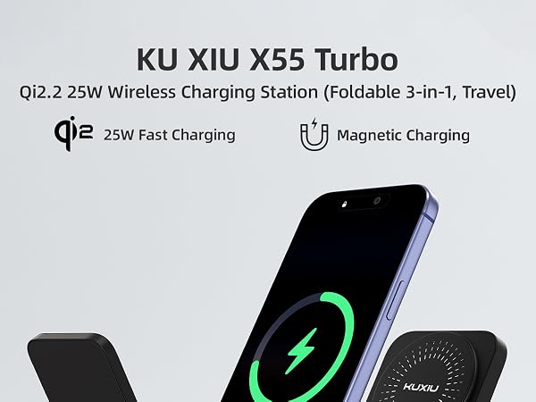 Qi2.2 25W Wireless Charger for Magsafe Foldable 3 in 1 Wireless Charging Station Fast Charger Stand