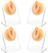 ZENFUN Set of 4 Soft Silicone Ear Model for Piercing Practice, Left and Right Flexible Fake Ear w...