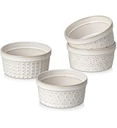 MALACASA Ramekins 4 Oz Oven Safe, Ceramic Creme Brulee Souffle Dishes, Pudding Custard Cups Ramek...