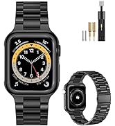 MioHHR Metal Band Compatible Apple Watch Band 45mm 44mm 42mm 41mm 40mm 38mm, Solid Stainless Stee...