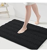 Grandaily Chenille Striped Bathroom Rugs 36x24, Extra Thick and Absorbent Bath Rugs, Non-Slip Sof...