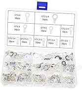 OCR 300Pcs Non-Insulated Ring Crimp Terminals Connector 9 Sizes,O-type Terminals Cable Wire Conne...